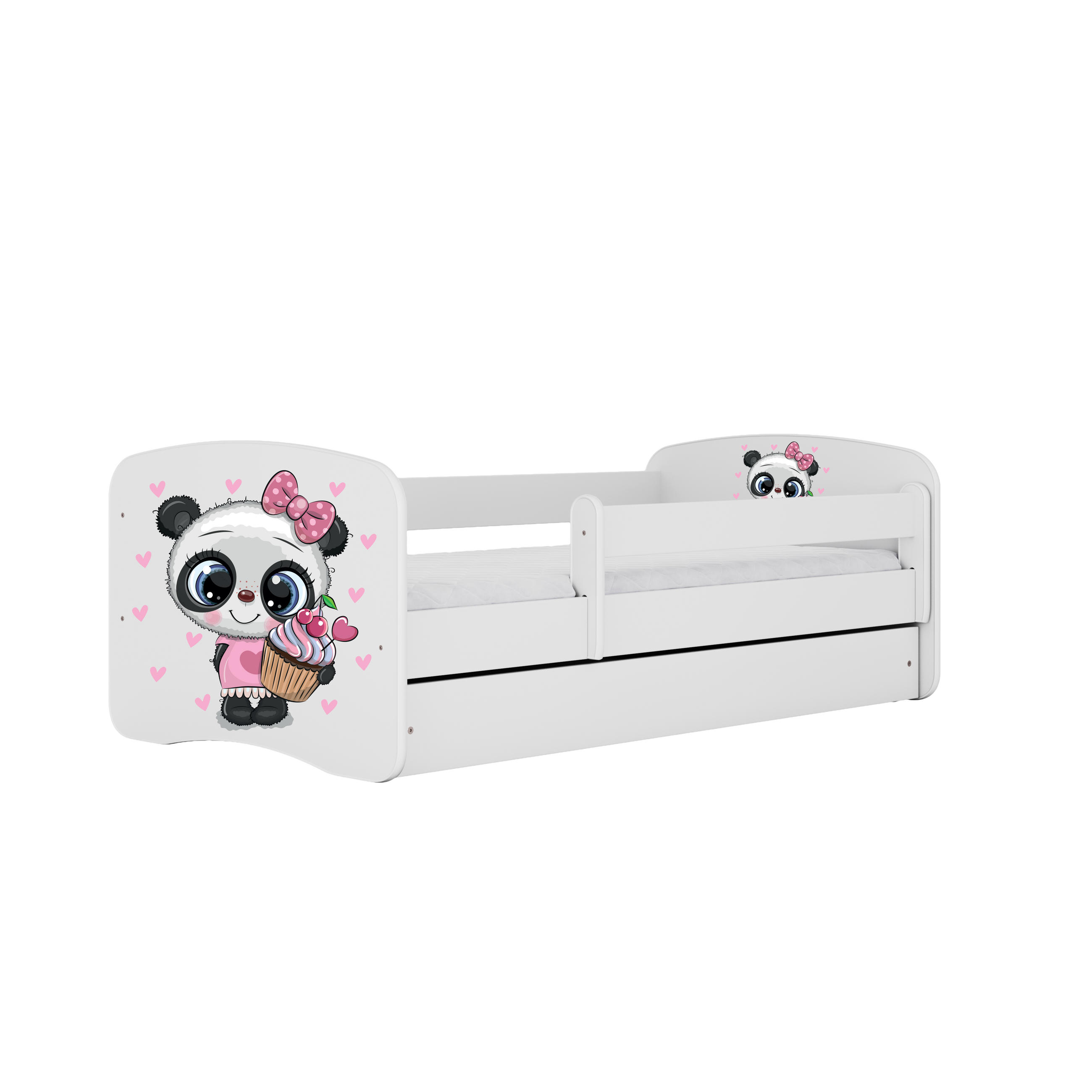 KINDERBETT Panda mit Schublade und Matratze 160/80 - Weiß, Holzwerkstoff (80/160cm) - RAUMHIRSCH FURNITURE