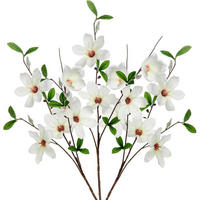 KUNSTBLUMEN 3er Set Magnolie 64 cm - Weiß, Kunststoff (64cm)