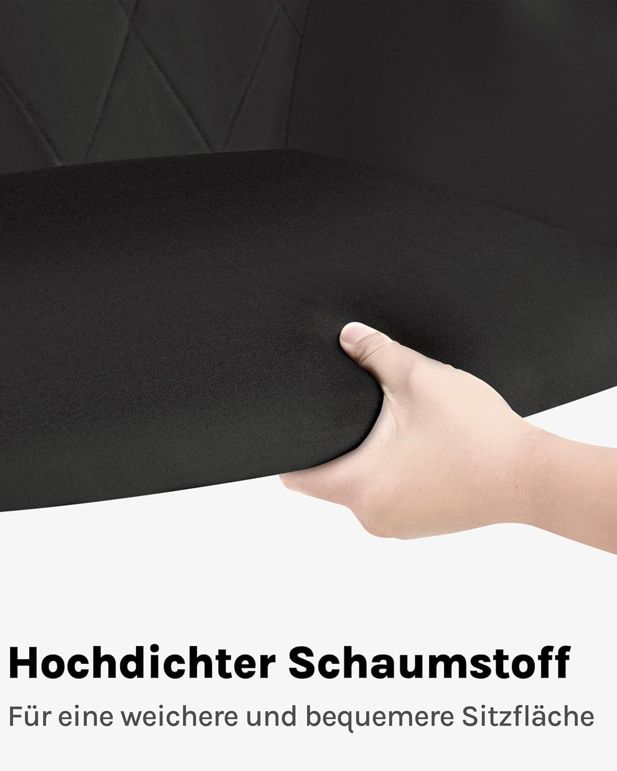 ESSZIMMERSTÜHLE 6er Set, Küchenstühle gepolstert mit Armlehnen, Schwarz - Schwarz, Kunststoff/Textil (44.5/79/46.5cm) - Woltu