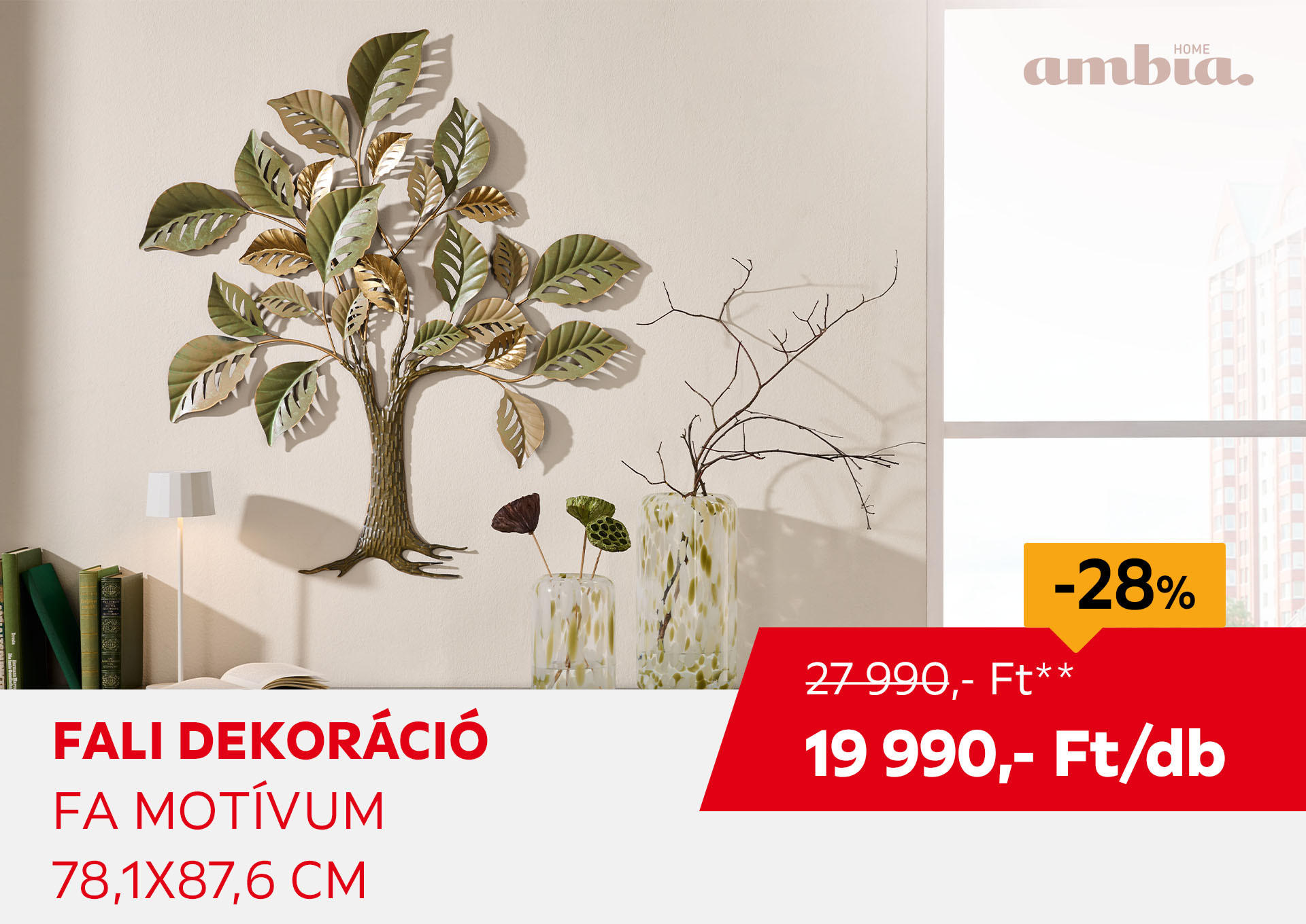 Fali dekoráció, fa motívum, 78,1 x 87,6 cm Kiemelt termék 27990 Ft.- helyett 19990 Ft.-