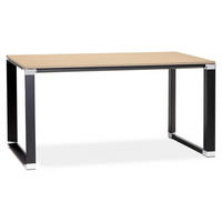 SCHREIBTISCH Modern Chromdetails Große Arbeitsfläche KERIX, Beige-Schwarz 140x70x74 cm - Beige/Schwarz, Holz/Metall (70/140/74cm) - KADIMA DESIGN