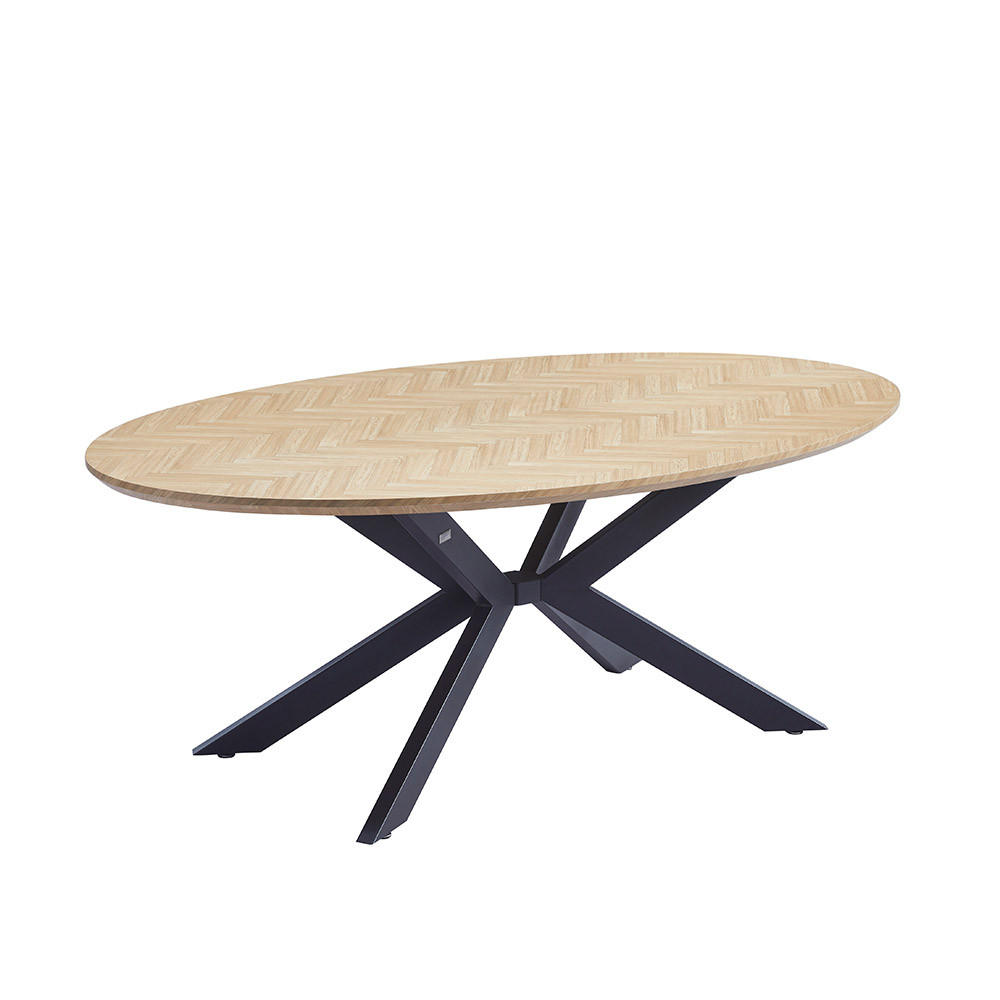 ESSTISCH OVAL AVENTIS - Fishbone Oak, 200 x 120 cm - Braun, Holz (200/120/4cm) - Home Deluxe