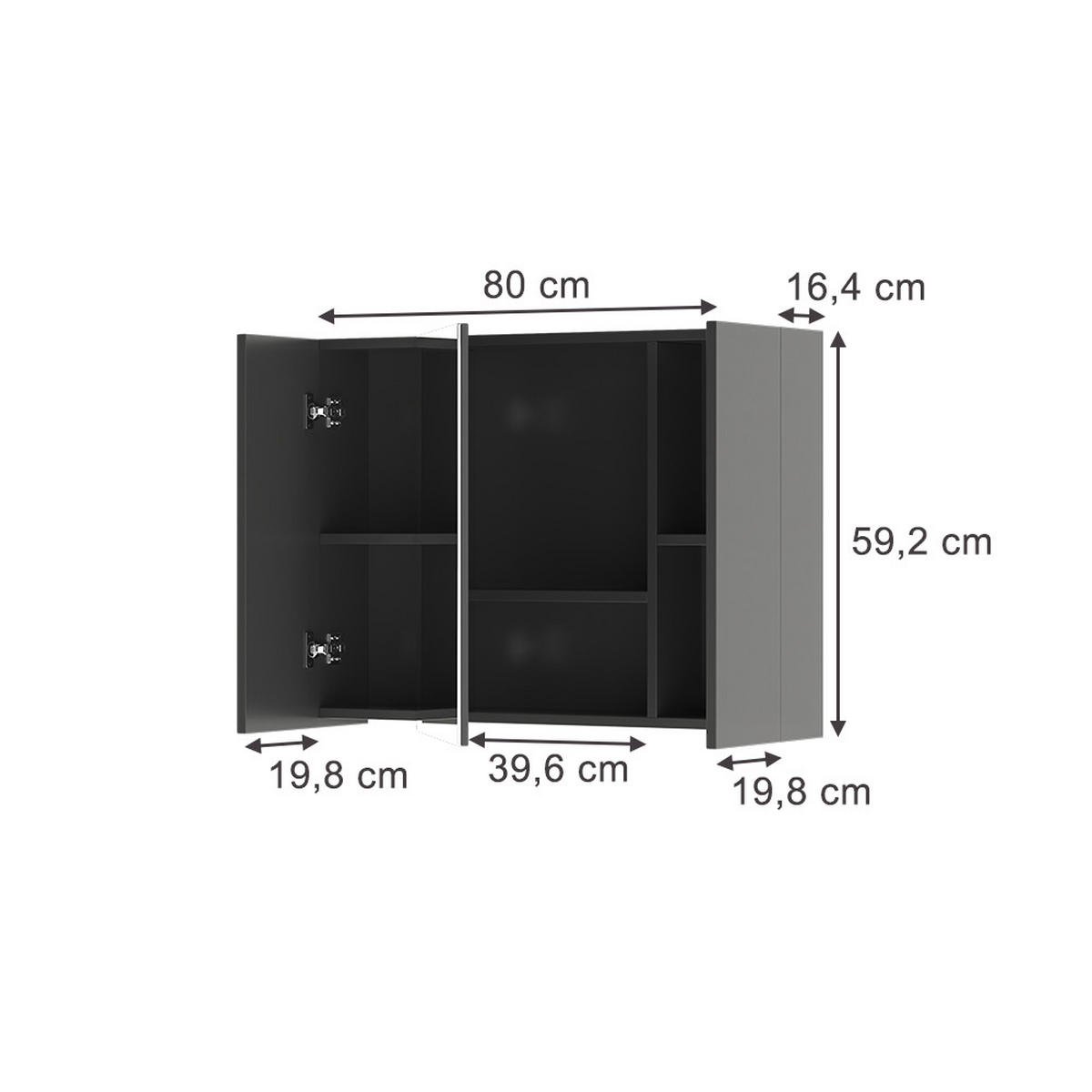 KOUPELNOVÁ ZRCADLOVÁ SKŘÍŇKA Leopold Antracit - antracitová, kompozitní dřevo (80/59.2/16.4cm) - Vicco