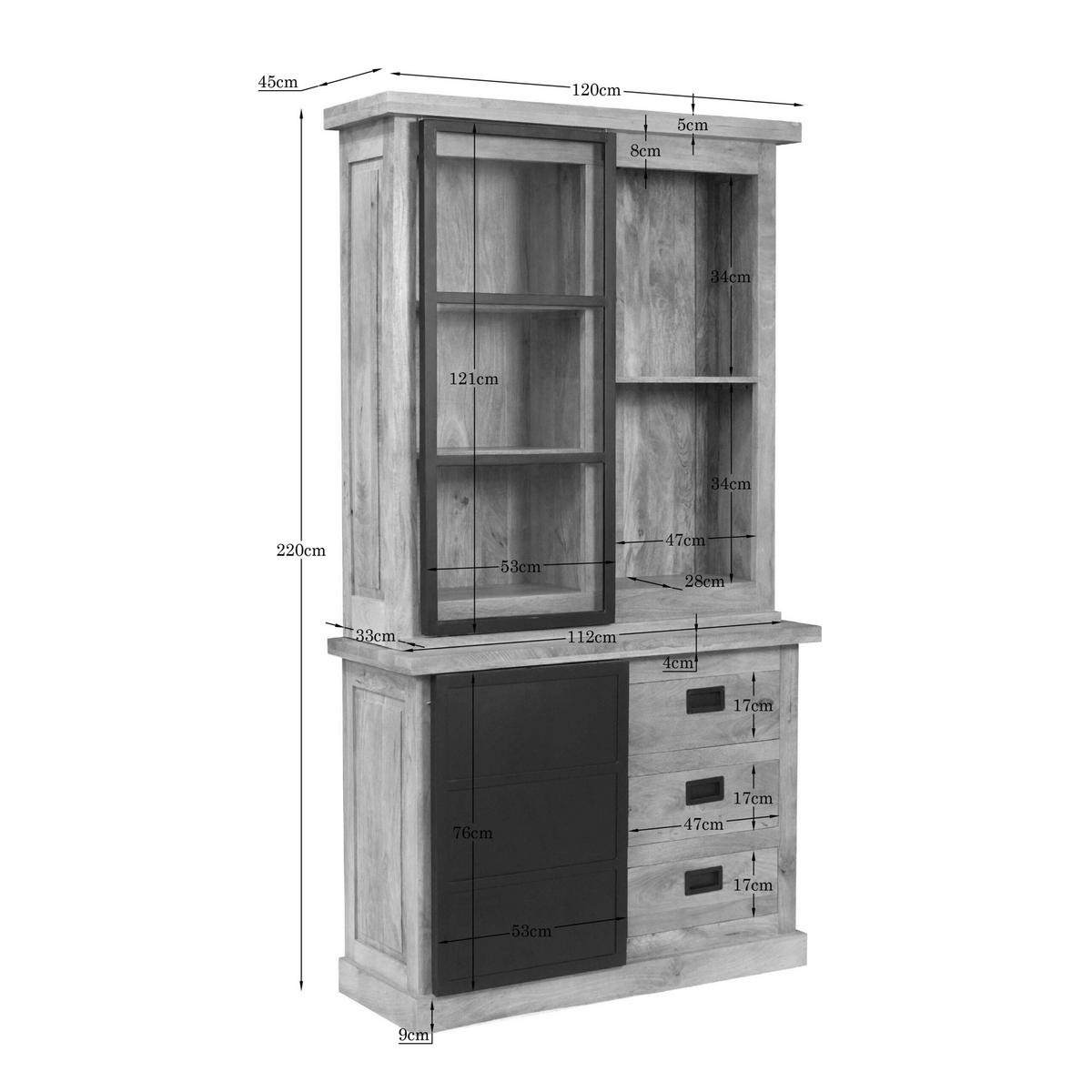 VITRINE Noa Braun 45/120/220 cm - Braun, Holz (120/220/45cm) - Starfurn