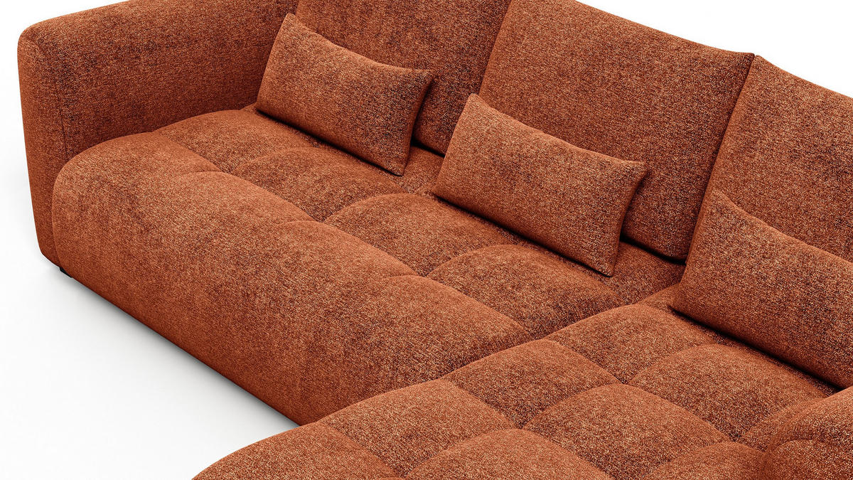 ECKSOFA SORENO 4-Sitzer, orange - Schwarz/Orange, Holz/Textil (293/171cm) - Courtois Laville