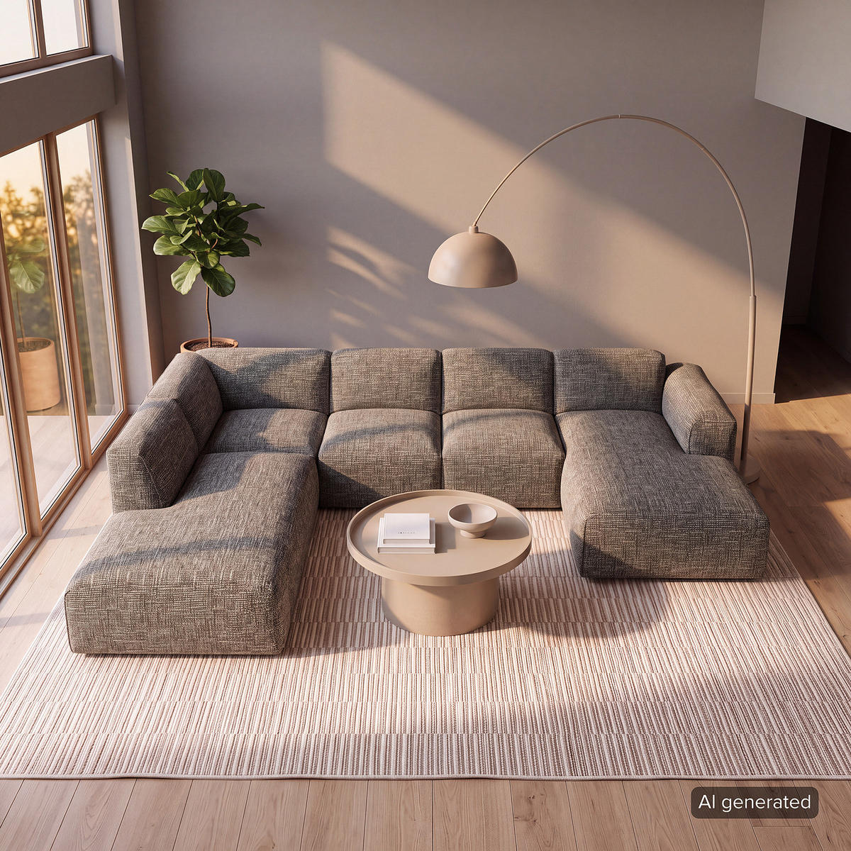 WOHNLANDSCHAFT mit Longchair - Schwarz/Grau, Kunststoff/Textil (325/71/235cm) - home24