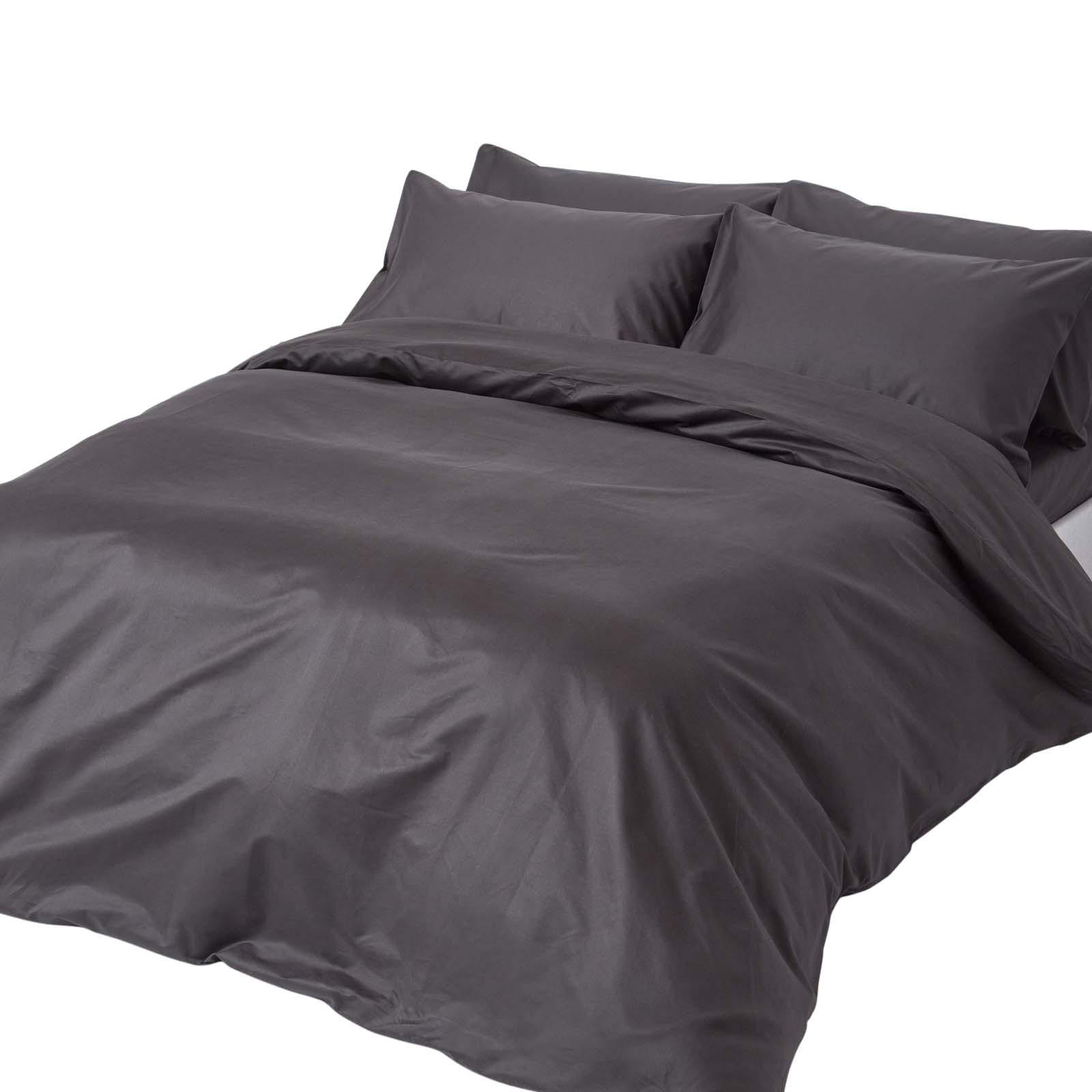 BETTWÄSCHE Premium, Ägyptische Baumwolle, Fadendichte 1000 - Anthrazit, Textil (230/220cm) - Homescapes