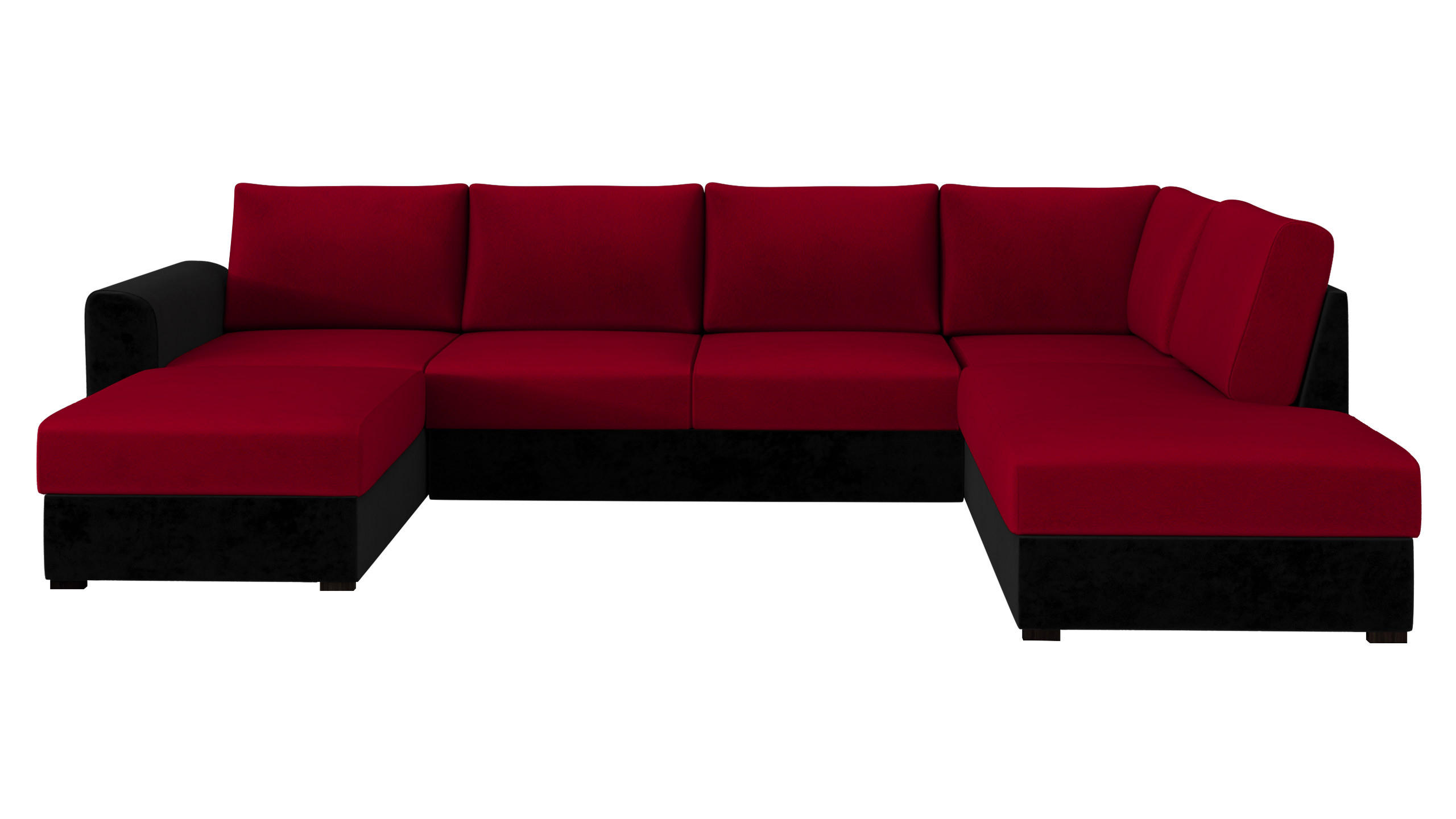 WOHNLANDSCHAFT Wilma Premium, Seite: Rechts - Rot/Schwarz, Holz/Textil (305/85/188cm) - MIRJAN24