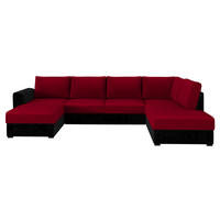 WOHNLANDSCHAFT Wilma Premium, Seite: Rechts - Rot/Schwarz, Holz/Textil (305/85/188cm) - MIRJAN24