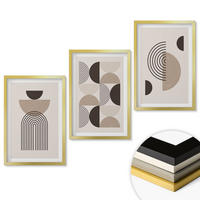 WANDBILDER 3er Set - 40x60 cm Goldrahmen - Abstrakte Minimalismusmuster - Goldfarben, Kunststoff (40/60cm) - ArtPrintCave