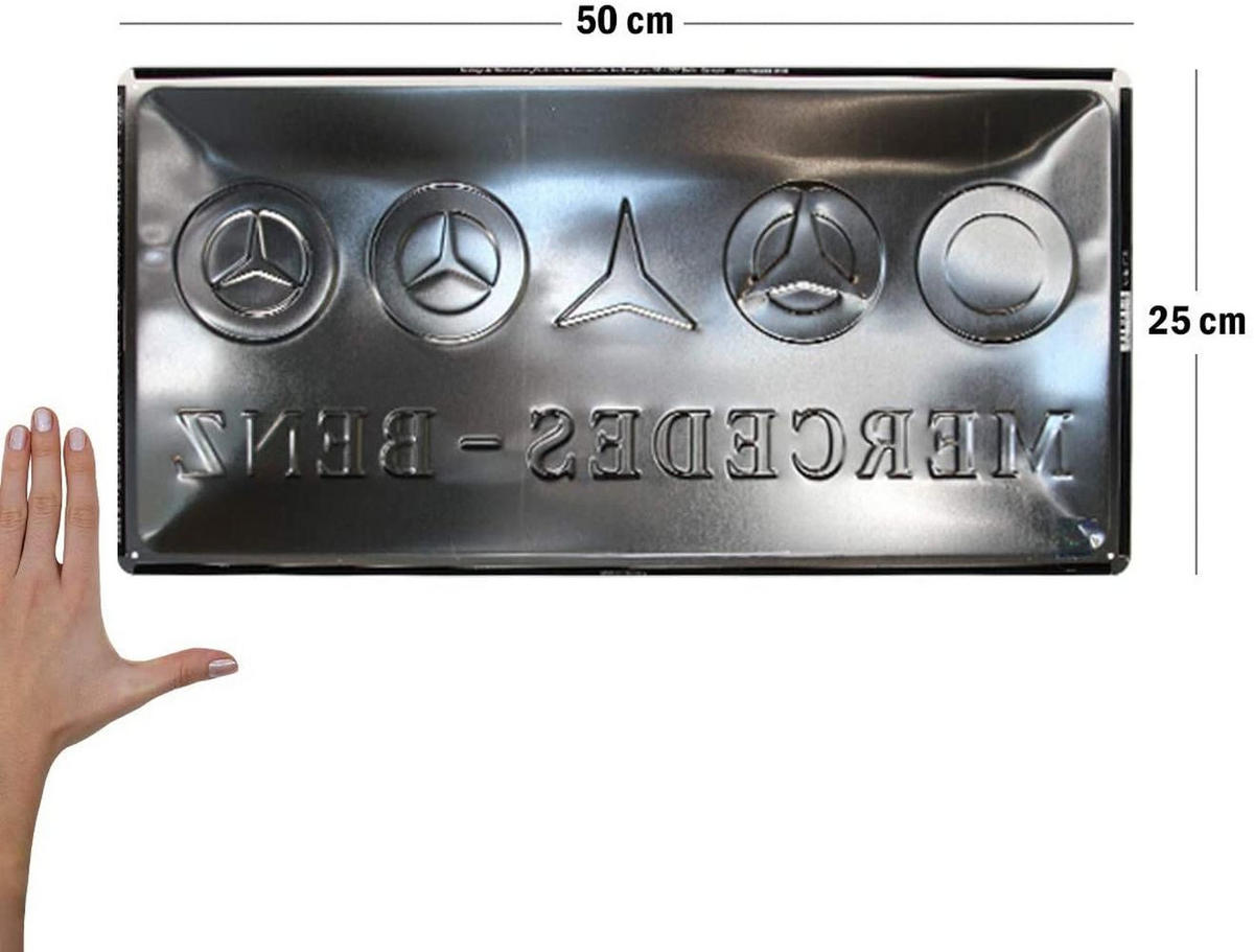BLECHSCHILD 25/50 cm Mercedes-Benz Logo Evolution - Multicolor, Metall (50/25/1cm) - Nostalgic-Art