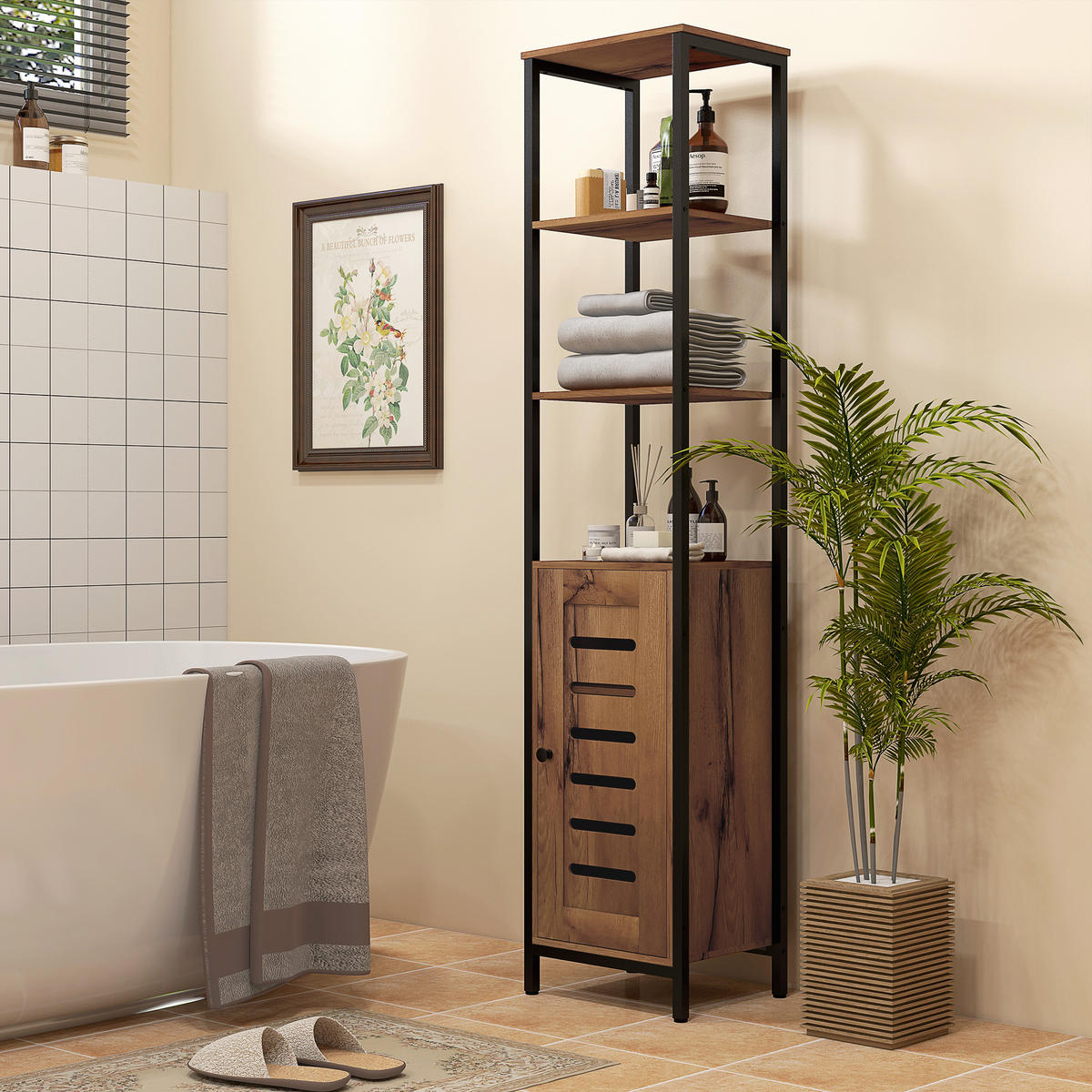 HOCHSCHRANK DE-12383 37/30/167 cm Rostbraun - Braun, Holzwerkstoff (30/167/37cm) - ComfortXL