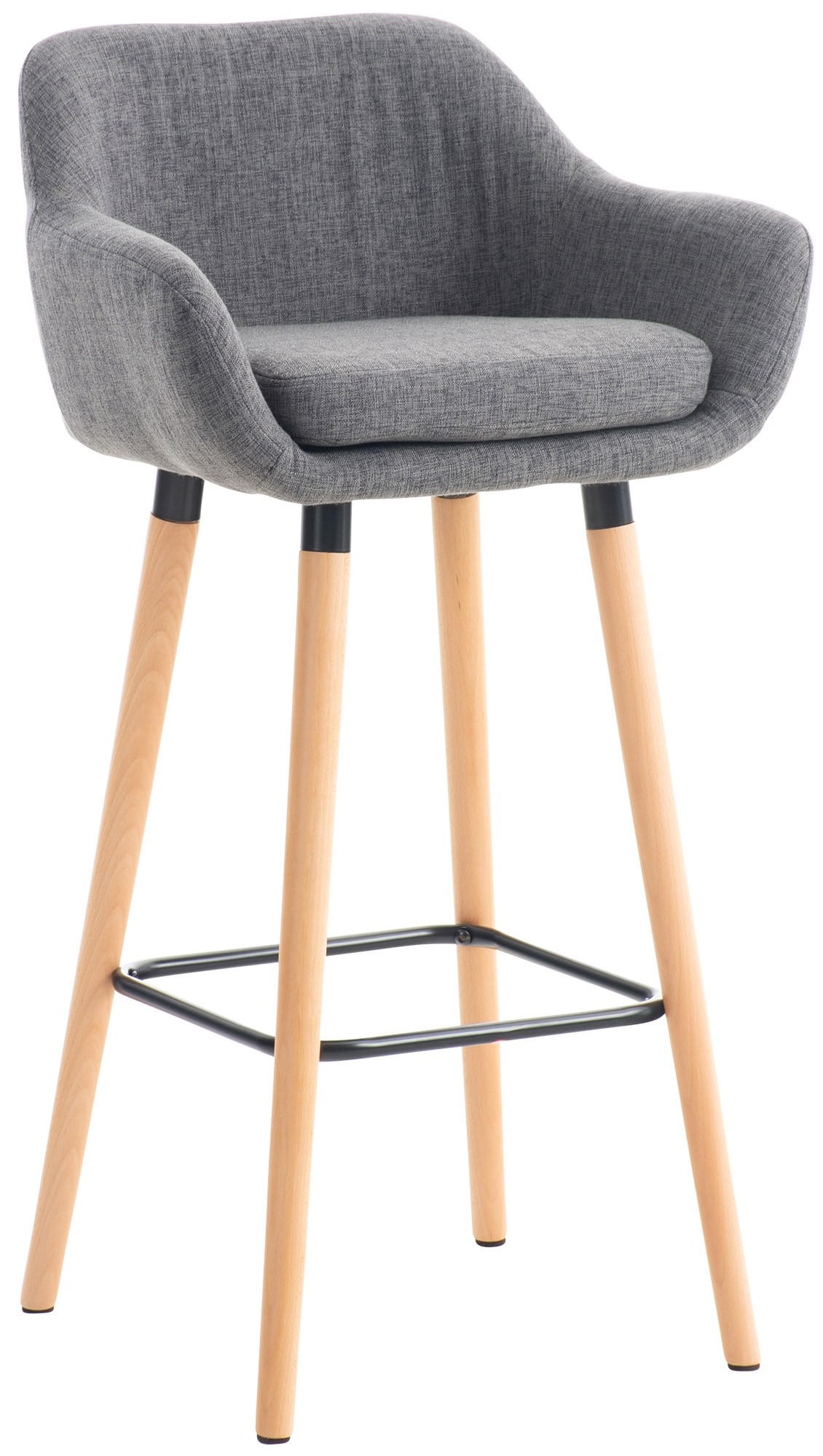 BARHOCKER mit Lehne Hellgrau VILO Stoffbezug 99x55x46 cm - Hellgrau, Holz/Textil (55/99/46cm) - DELUKE