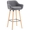 BARHOCKER Stoff hellgrau - Eukalyptusholzfarben/Hellgrau, Holz/Textil (55/99/46cm) - CLP