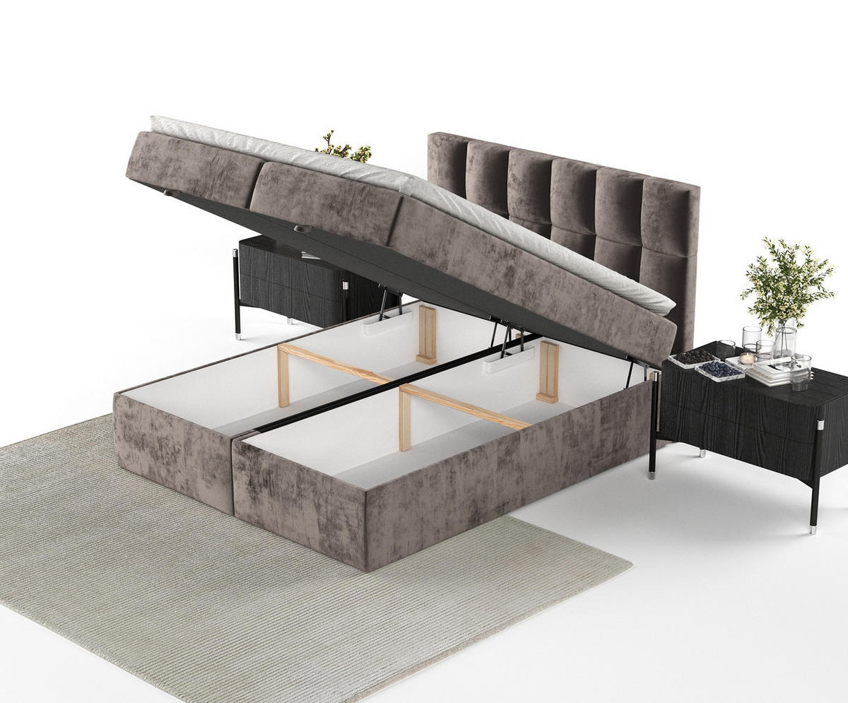 BOXBETT Essence Braun 180/200 cm - Schwarz/Braun, Holz/Holzwerkstoff (180/200cm) - Maison de Reve