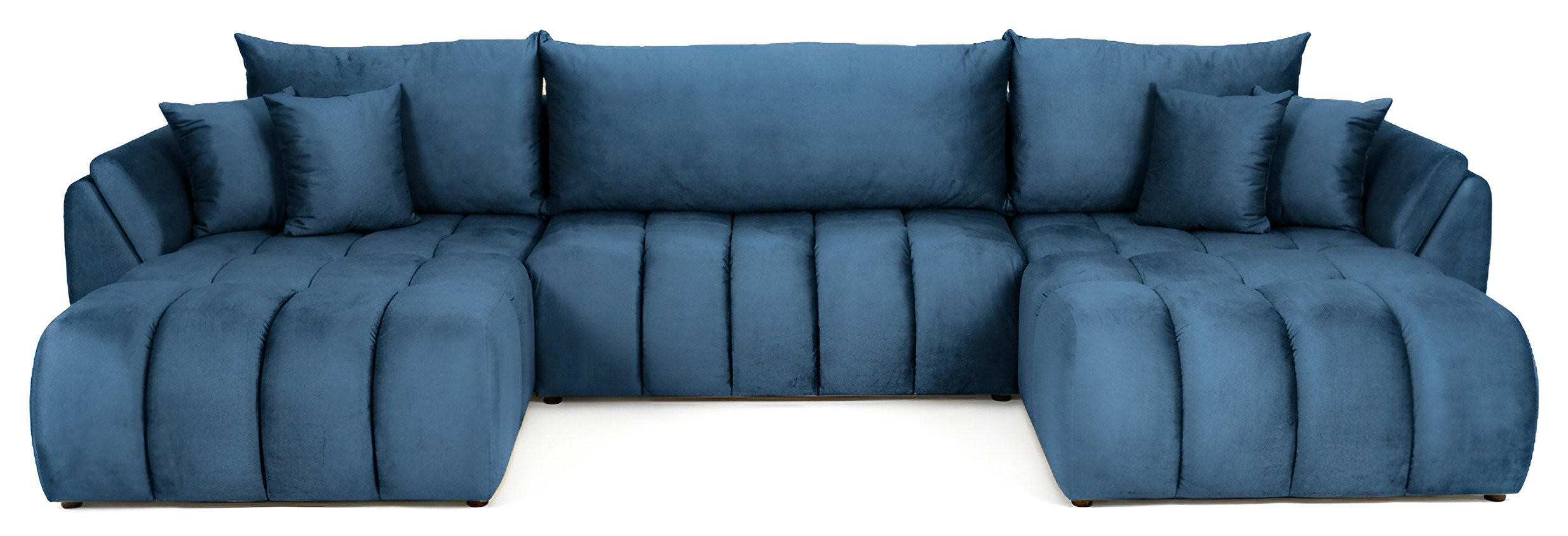 ECKSOFA Iris U mit Schlaffunktion und Bettkasten, U-Form – Dunkelblau Samt 382/184/85 cm - Blau/Schwarz, Kunststoff/Textil (382/184cm) - WFL GROUP