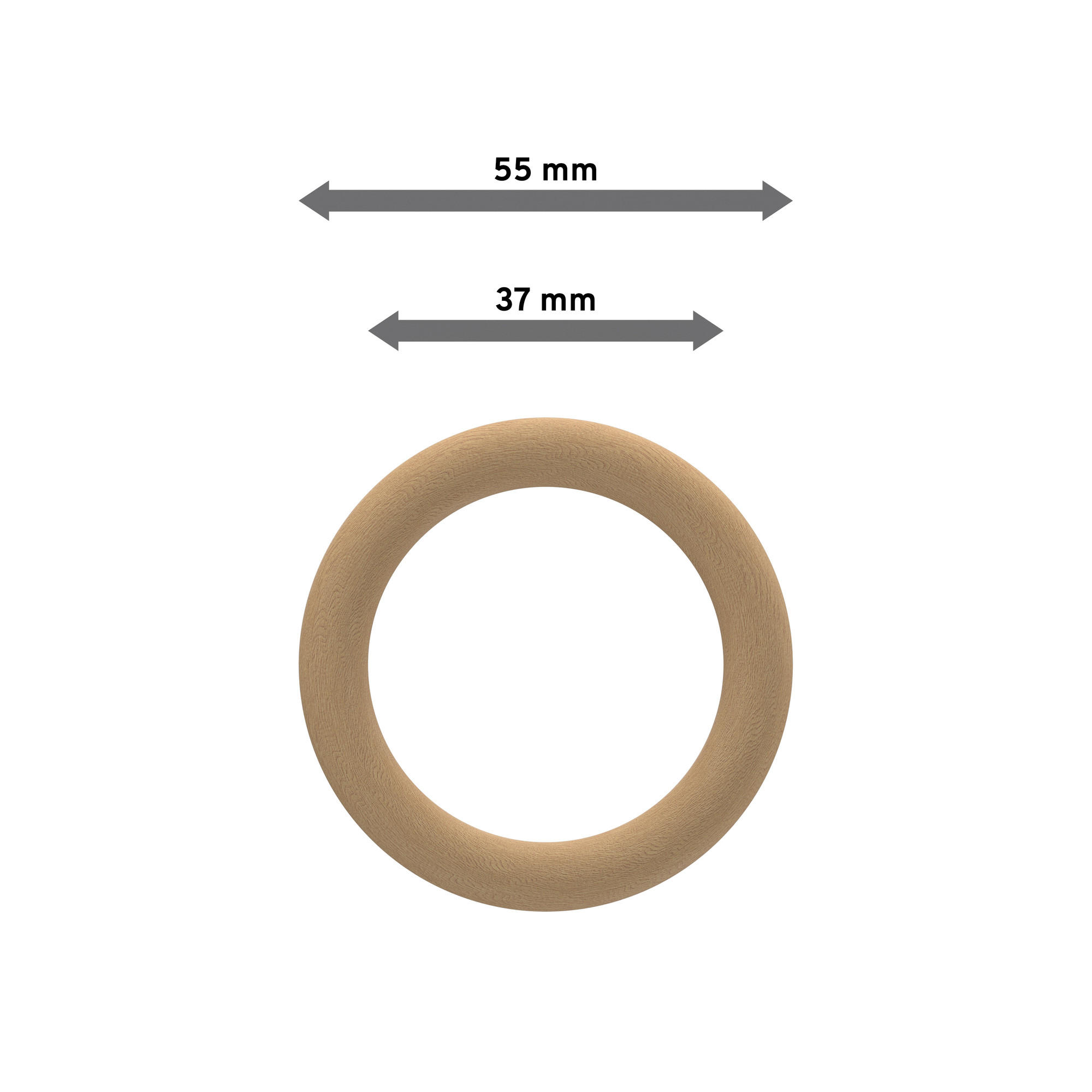 RUNDRINGE MIT FALTENHAKEN FÜR GARDINENSTANGEN 28 mm Ø, Buche, Packung 10 Stück - Buchefarben, Holz (28cm) - INTERDECO