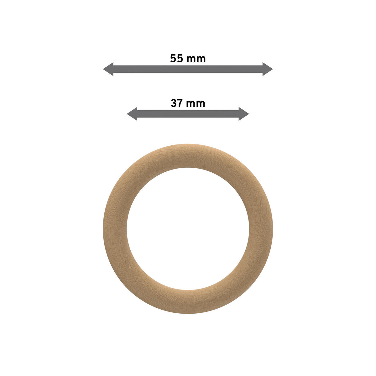 RUNDRINGE MIT FALTENHAKEN FÜR GARDINENSTANGEN 28 mm Ø, Buche, Packung 10 Stück - Buchefarben, Holz (28cm) - INTERDECO