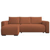 ECKSOFA DORA L, Eckcouch in L-Form mit Schlaffunktion und Bettkasten, Farbe: Orange, Bouclé-Stoff, Ottomane Links - Orange, Textil (240/143cm) - Storez24