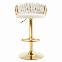 BARHOCKER 49,5/77–98/50,5 cm höhenverstellbar, 360° drehbar mit Armlehnen - Creme, Metall (49.5/98/50.5cm) - MIVRAY