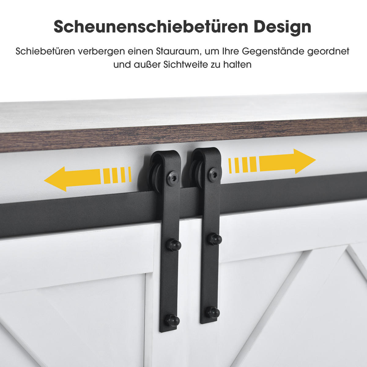 LOWBOARD 150/40/60 cm in Weiß/Braun mit Schiebetüren und verstellbaren Regalen - Weiß, Holzwerkstoff (150/60/40cm) - Flora Grace