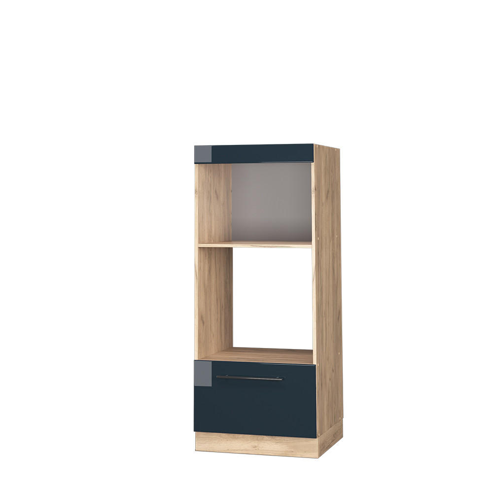 MIKROWELLENSCHRANK Fame-Line Dunkelblau Hochglanz 60 cm offen - Honigeiche/Eiche Wotan, Holzwerkstoff (60/153.6/58.1cm) - Vicco