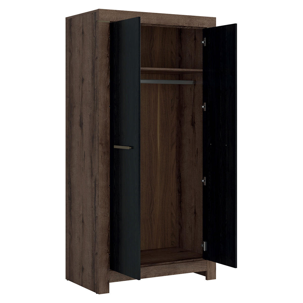 SCHRANK 2 Türen Adam Holz und Schwarz - Schwarz, Holzwerkstoff (98/195/55cm) - Petits-meubles