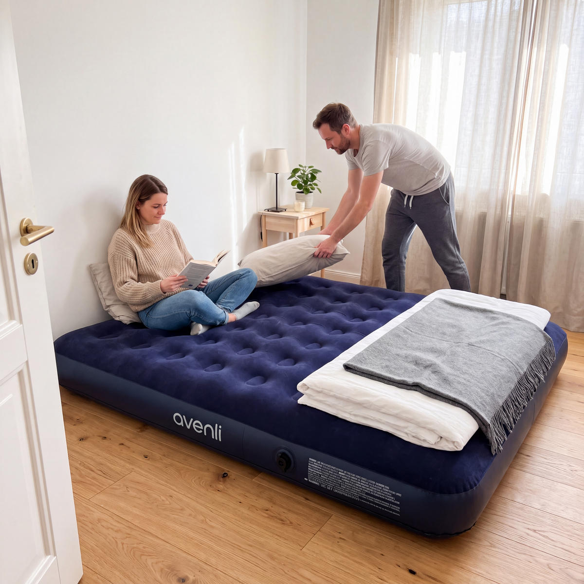 LUFTBETT Luftmatratze Camping 2 Personen 203x183x22cm blau - Blau, Kunststoff (183/203cm) - Avenli