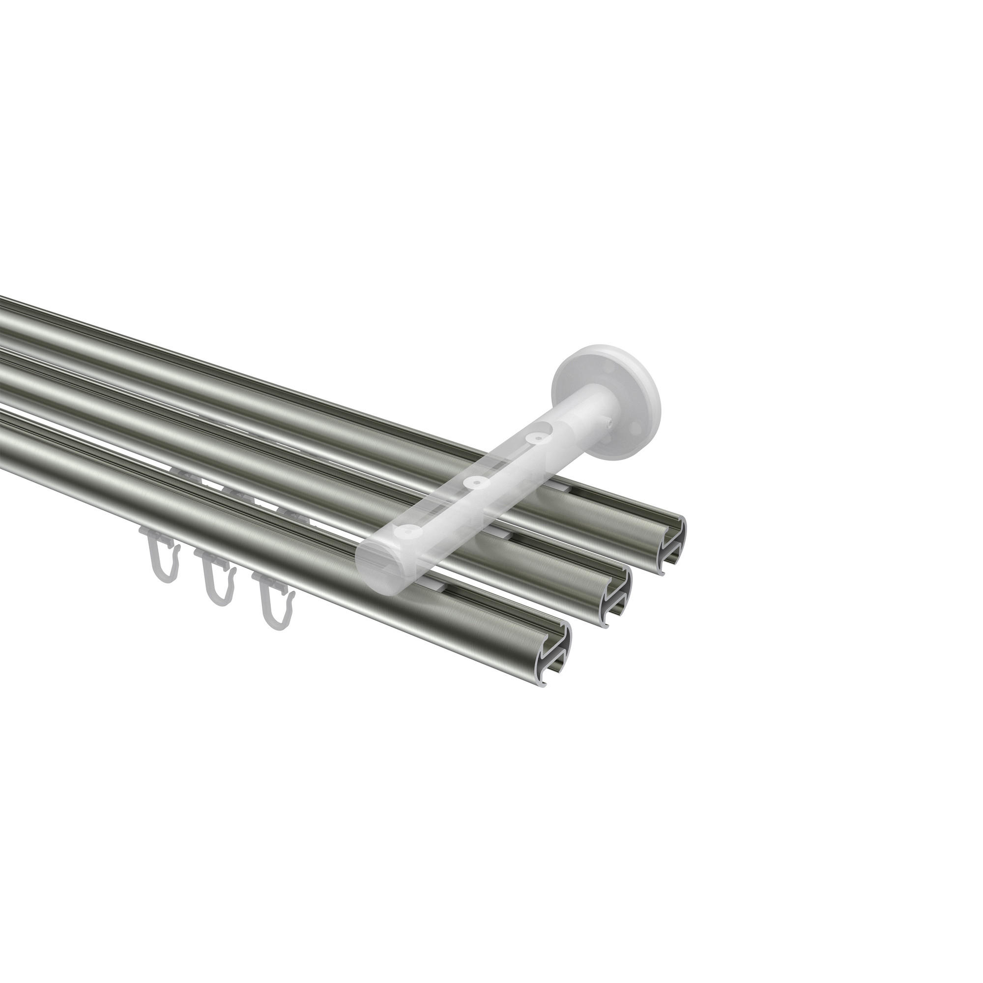 GARDINENSTANGE INNENLAUF Siteno Elanto 420 cm (geteilt in 3 x 140 cm), 3-läufig, 20 mm Ø Edelstahl-Optik - Edelstahlfarben, Metall (420cm) - INTERDECO