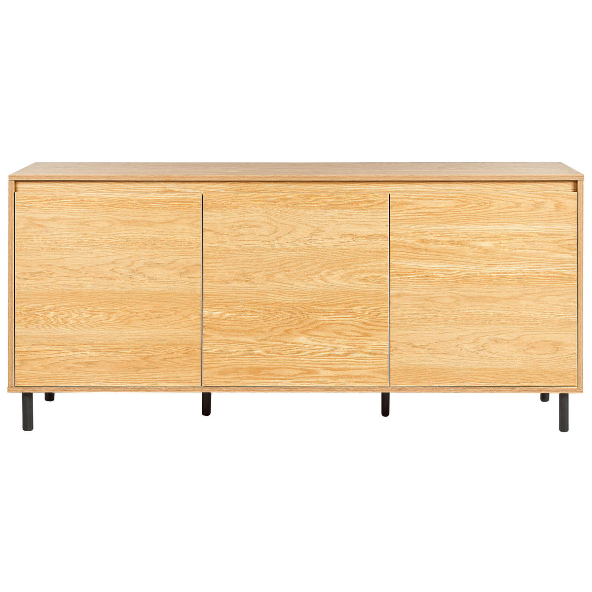 SIDEBOARD Světlejší Odstín dřeva Nikea - černá/světle hnědá, kompozitní dřevo (165/75/40cm) - Beliani