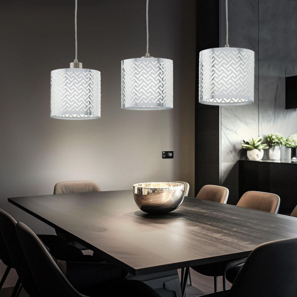 HÄNGELEUCHTE Metall Silber Muster - Silberfarben, Metall (79/17.5/110cm)