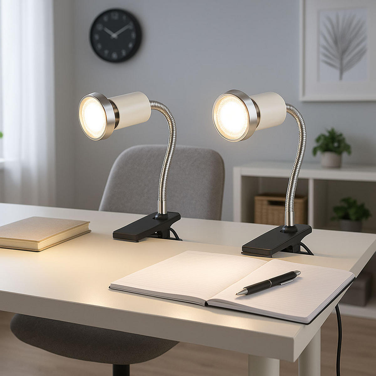 LED TISCHLEUCHTE Metall Weiß flexibel - Weiß, Glas (9/3.5/14cm) - Briloner