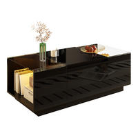 COUCHTISCH 105/50/35 cm schwarz aus Spanplatte mit LED-Beleuchtung - Schwarz, Holzwerkstoff (105/50/35cm) - OKMYHOME