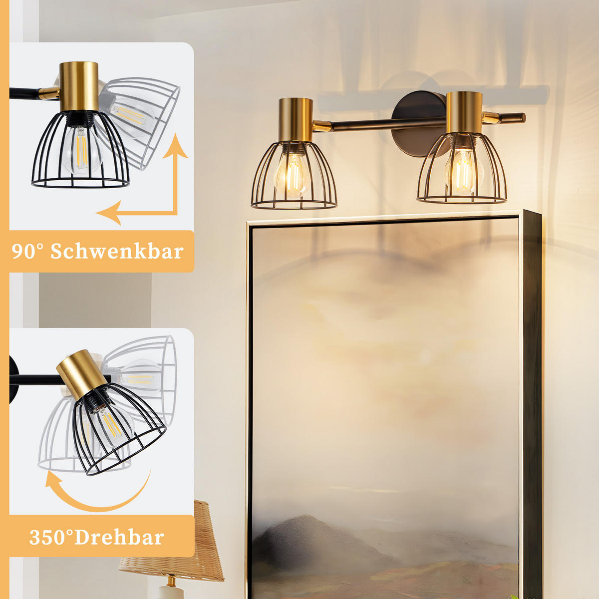 WANDLEUCHTE Lumira 33/13.5/18 cm - Schwarz, Metall (13.5/18/33cm) - ZMH