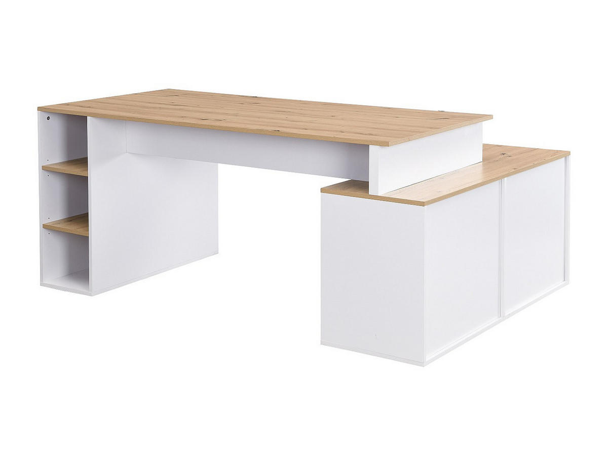 SCHREIBTISCH - 174cm x 120cm - MDF - naturfarben hell, weiß - ROMIARA - Naturfarben, Holz (120/174/76cm) - Vente-Unique