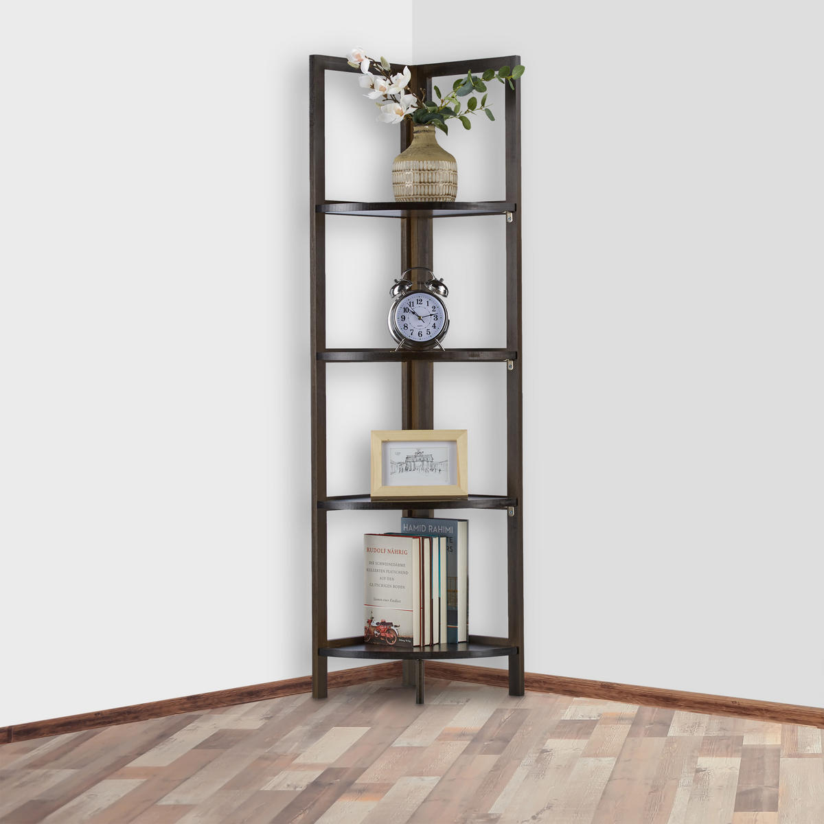 ECKREGAL - Dunkelbraun, Holz (28/120/28cm) - Relaxdays