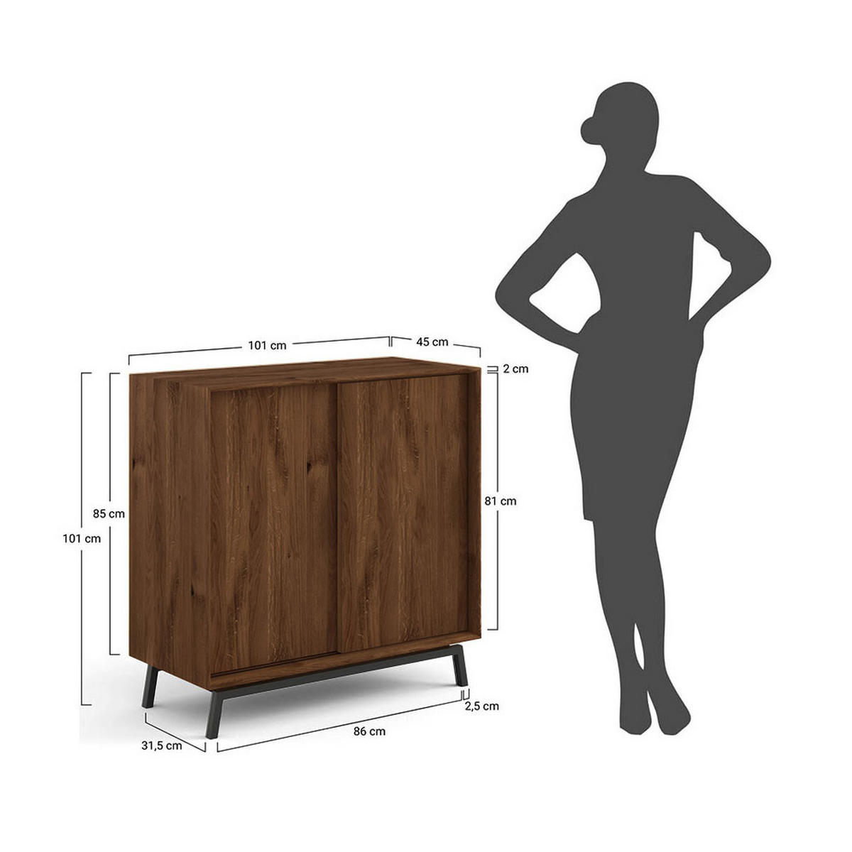 WEINREGAL Modern Loft Eiche eiche tabak 101 / 45 / 101cm - Eichefarben/Dunkelbraun, Holz (101/101/45cm) - Feldmann-Wohnen
