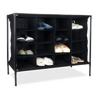 CAMPING-SCHUHREGAL - Schwarz, Kunststoff/Textil (84/65/36cm) - Relaxdays