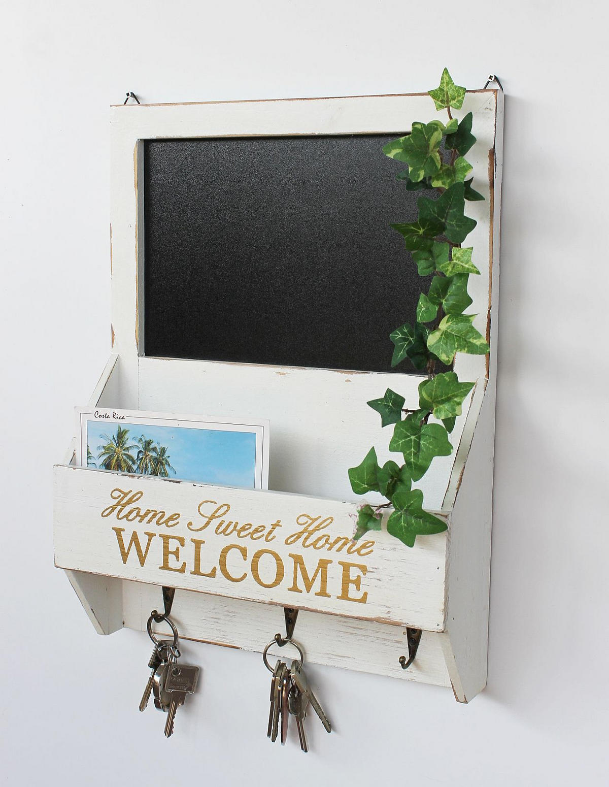 SCHLÜSSELBOARD mit Ablage Holz Weiß 30/8,5/40 cm - Weiß, Holz (30/40/8.5cm) - DanDiBo