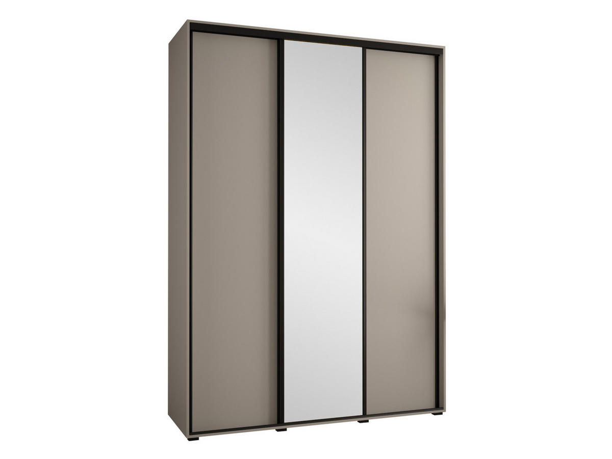 KLEIDERSCHRANK Dakota 3 180 cm - Beige/Schwarz, Holzwerkstoff/Kunststoff (180/235/60cm) - MIRJAN24