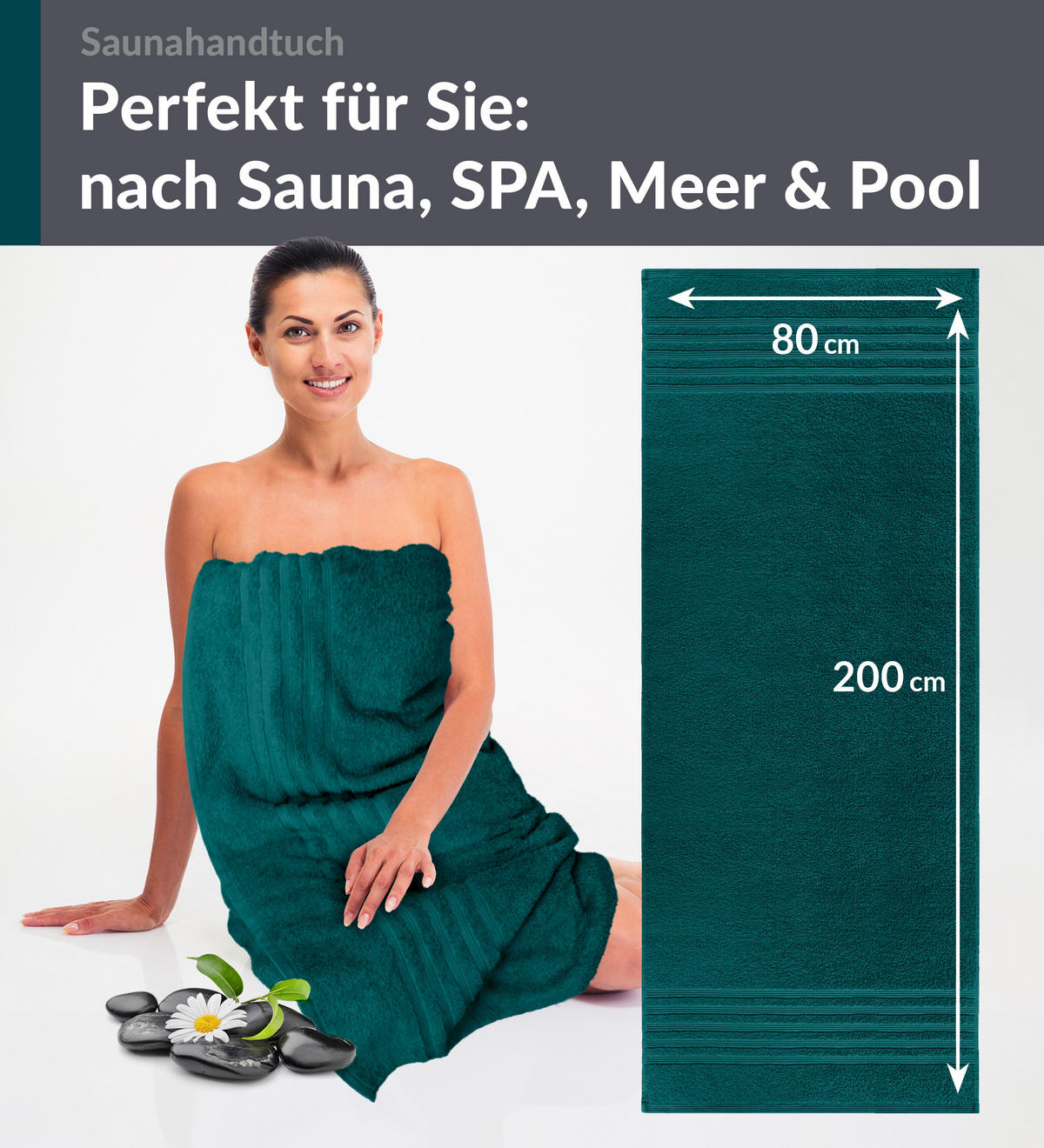 SAUNATUCH 80x200 cm 2er Set London Opal Grün - Opal, Textil (80/200cm) - Lashuma
