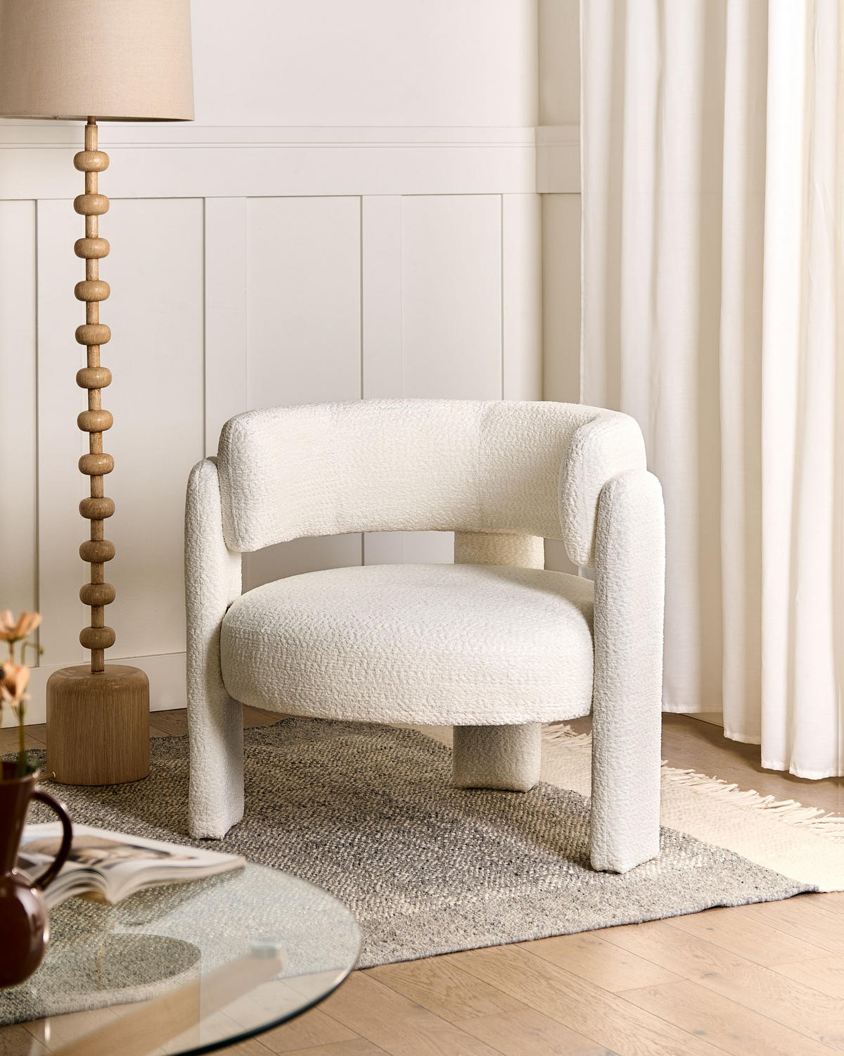 SESSEL Weiß Burea - Creme, Textil (80/74/70cm) - Beliani