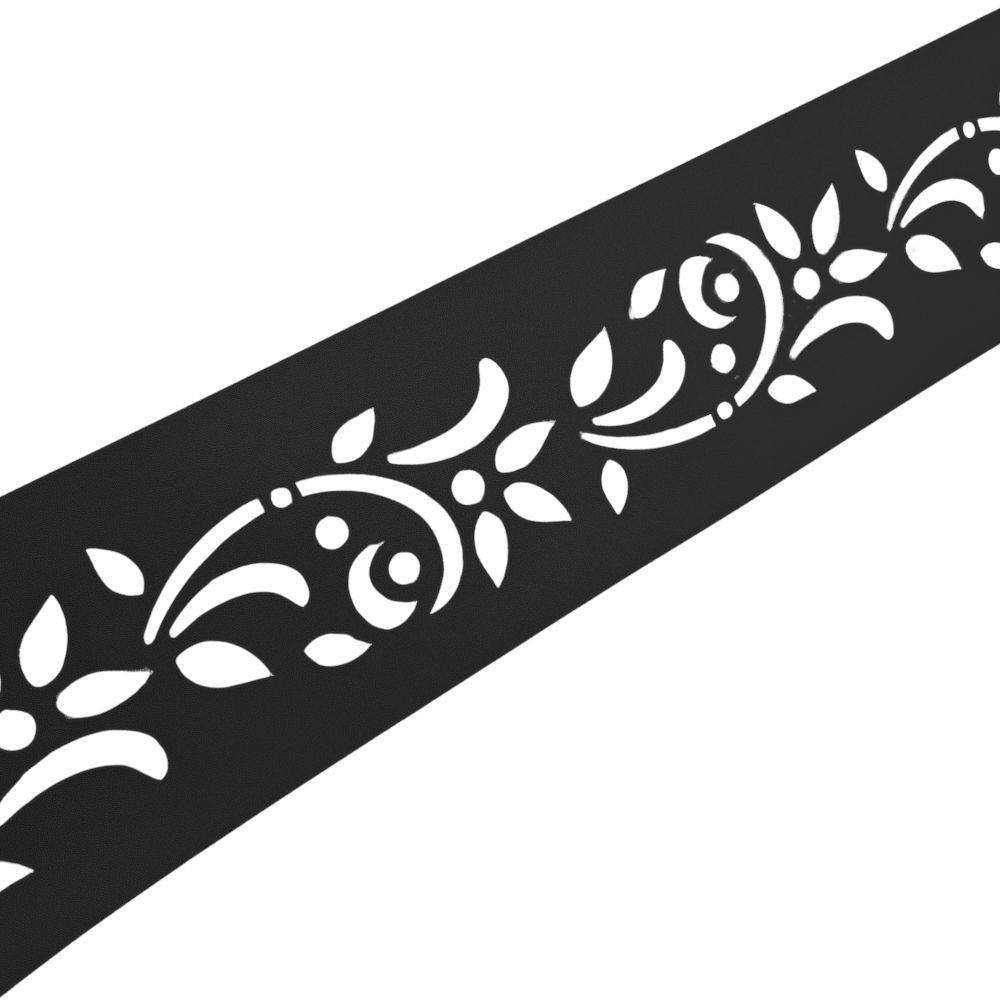 SICHTSCHUTZSTREIFEN PREMIUM Dekor Floral1 Sichtschutz Schwarz 2,55m - Schwarz, Kunststoff (255/19cm) - ZAUN|ZU
