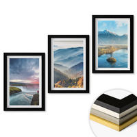 WANDBILDER 3er-Set - 20x30 cm Schwarzer Rahmen - Berglandschaften, Wasserfälle - Schwarz, Kunststoff (20/30cm) - ArtPrintCave