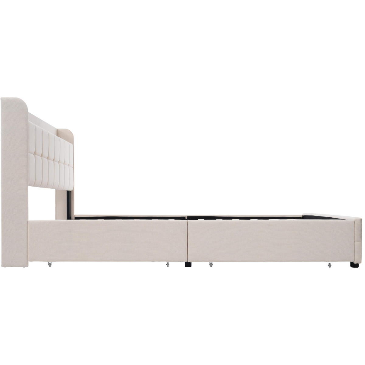 POLSTERBETT mit LED-Beleuchtung 160/200 cm mit 4 Schubladen & USB, Beige - Beige, Holz (160/200cm) - BEAOK