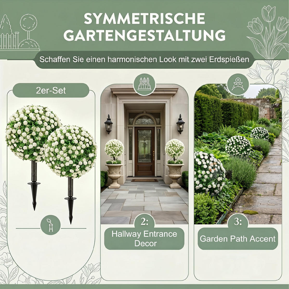 KÜNSTLICHE Pflanzen Weiß 30.0/30.0/55.0cm - Weiß, Kunststoff (55cm)