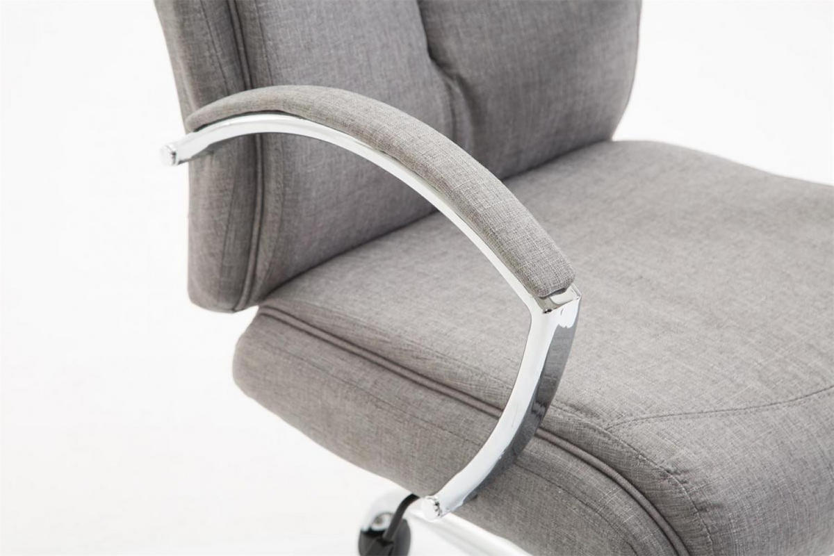 CHEFSESSEL Stoff grau - Chromfarben/Grau, Textil/Metall (65/115/73cm) - CLP