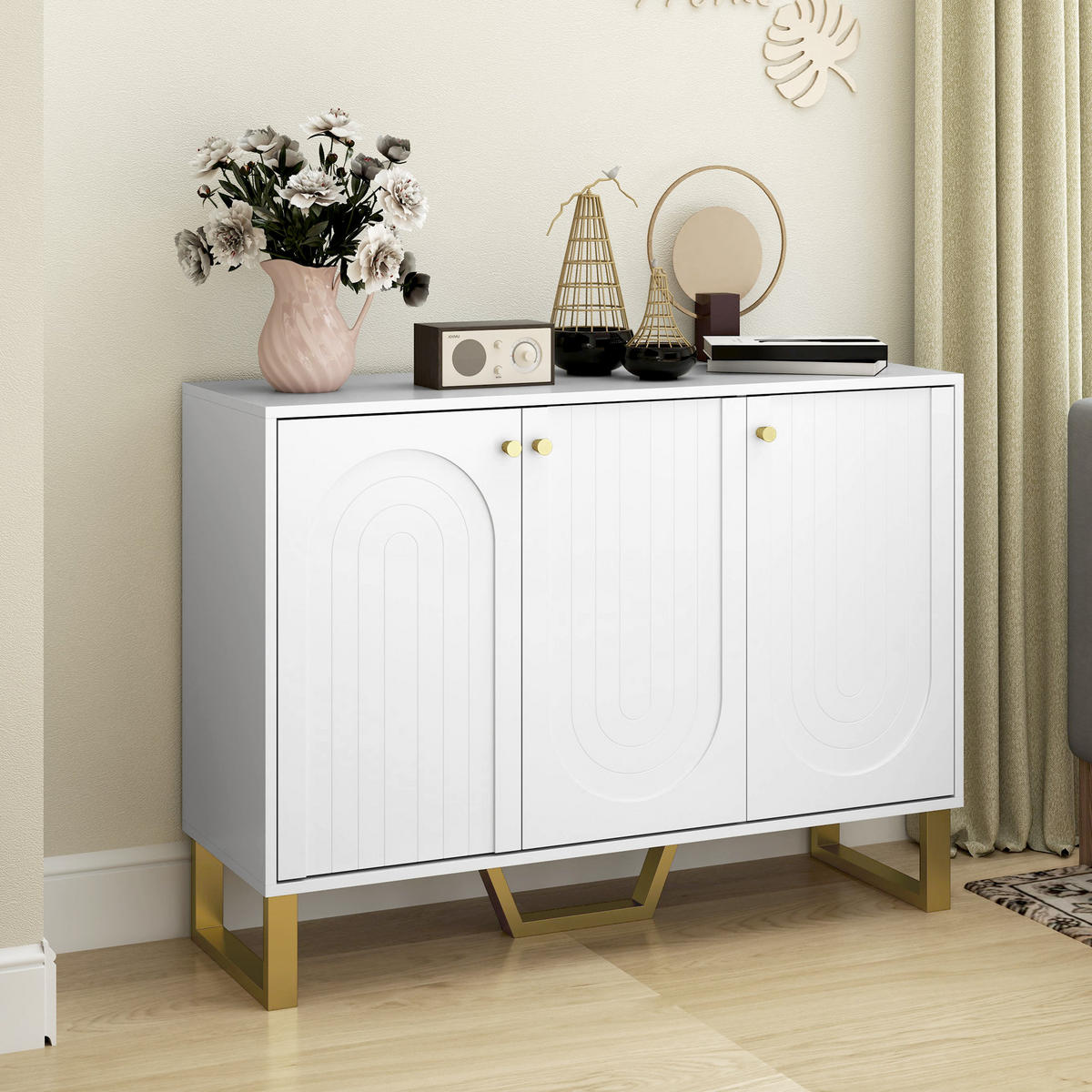 SIDEBOARD Weiß, 106,5/35/77,5 cm - Weiß, Holz (106.5/77.5/35cm) - PANGIVO
