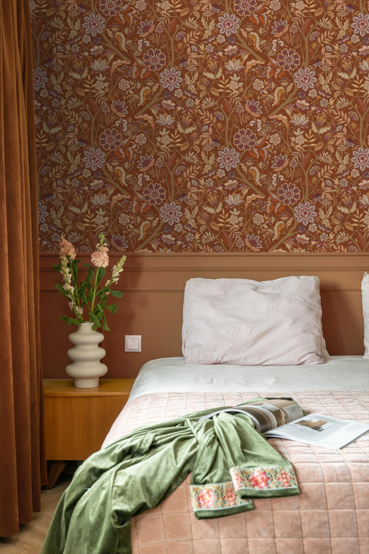 TAPETE Blumenmuster 50 x 900 cm - Braun, Papier (50/900cm) - ESTAhome