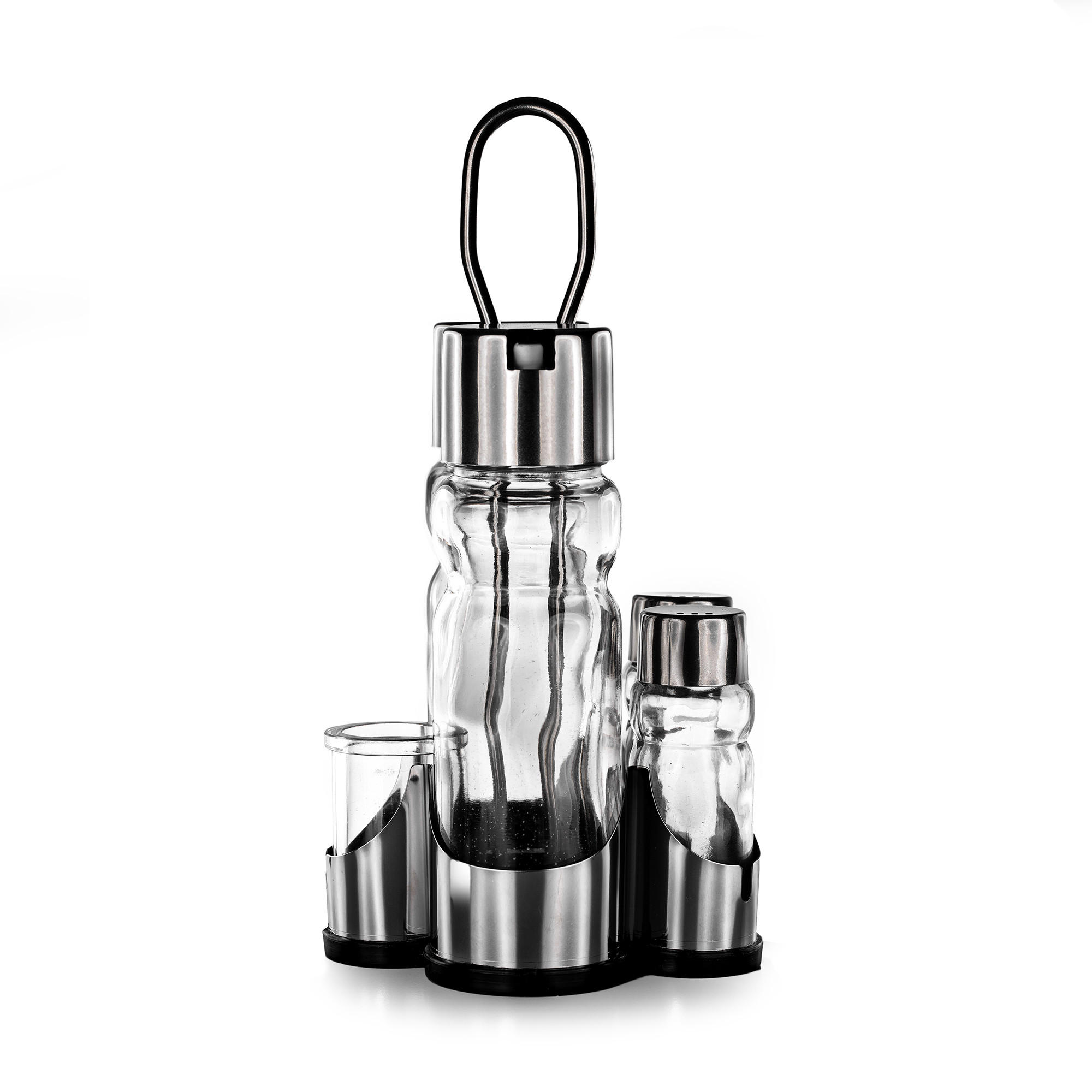 MENAGE Essig und Öl Spender Edelstahl - Silberfarben, Metall (11.5/22.5/11cm) - DanDiBo
